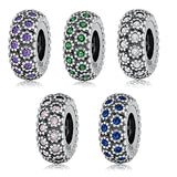 925 Silver Zircon Spacer Bead Set for DIY Jewelry