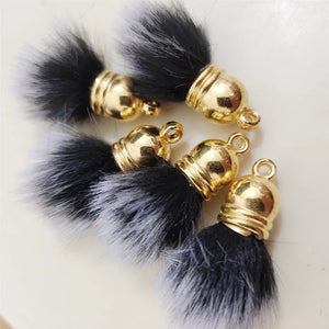 Cloth Art Flower Beads Pendant Soft Nap Silver Cap Pompon DIY Parts Jewelry