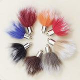 Cloth Art Flower Beads Pendant Soft Nap Silver Cap Pompon DIY Parts Jewelry