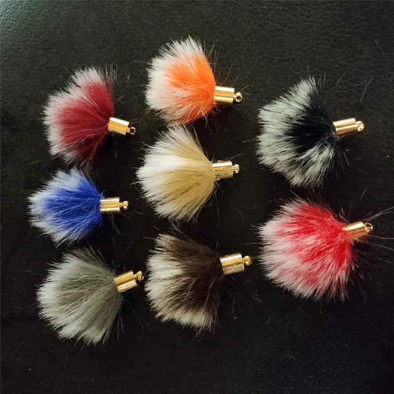 Cloth Art Flower Beads Pendant Soft Nap Silver Cap Pompon DIY Parts Jewelry