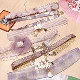 Purple Series Choker Daisy Lace Flowers Necklace