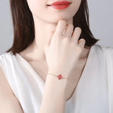 Clover Bracelet Silver Chain Pink Accessories For Women
