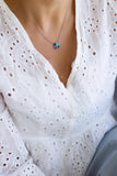 Colorful Enamel Evil Eye Necklace, Sterling Silver 4 Leaf Clover Necklace
