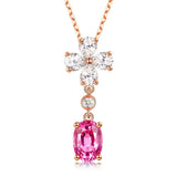 Pink Crystal Zircon Diamond Pendant Necklace for Women Rose Choker
