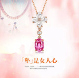 Pink Crystal Zircon Diamond Pendant Necklace for Women Rose Choker