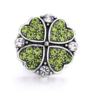 Clover LOVE Flower Crystal 20mm Metal Snap button for Snap Bracelet