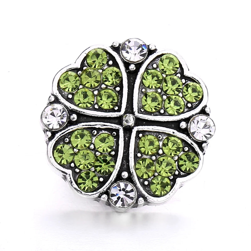 Clover LOVE Flower Crystal 20mm Metal Snap button for Snap Bracelet