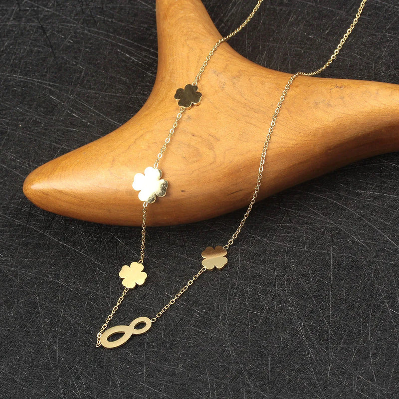 Clover Necklace Chain Vintage Pendant Chains Necklace for Women