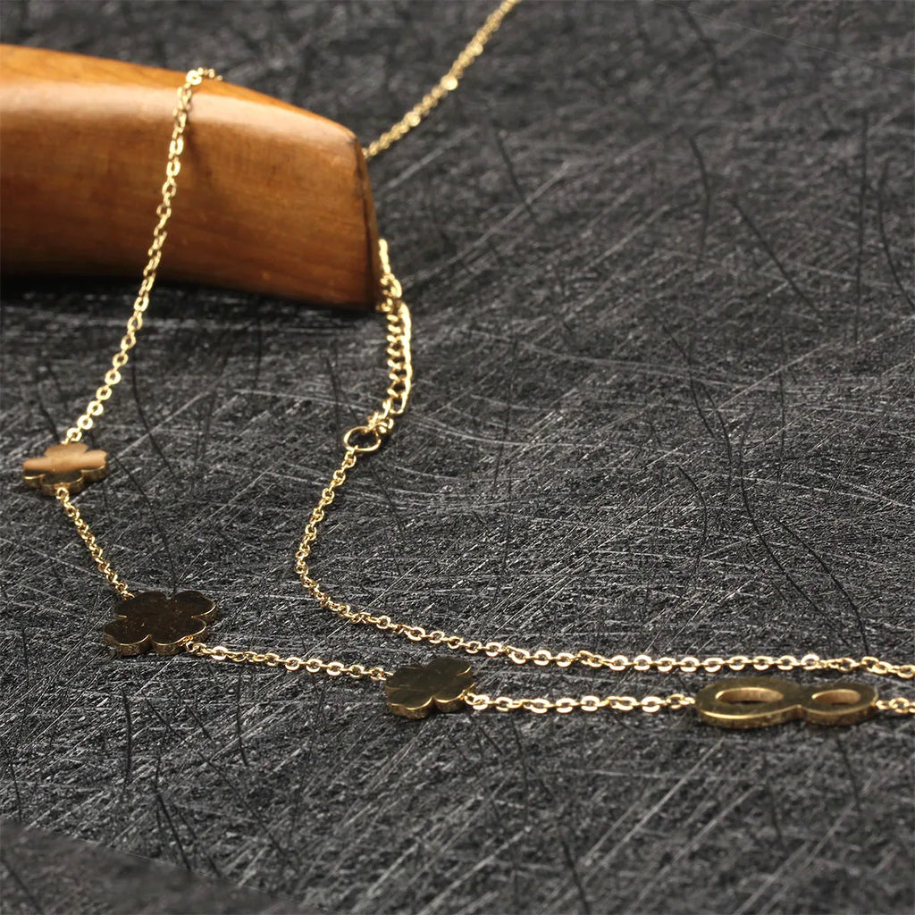 Clover Necklace Chain Vintage Pendant Chains Necklace for Women