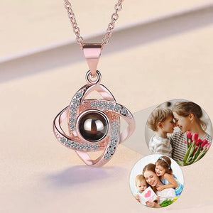 Clover Photo Necklace Personalized Photo Necklace, Projection Necklace