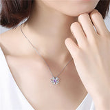 Clover Purple Crystal Amethyst Diamonds Pendant Necklaces for Women