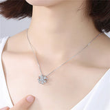 Clover Purple Crystal Amethyst Diamonds Pendant Necklaces for Women