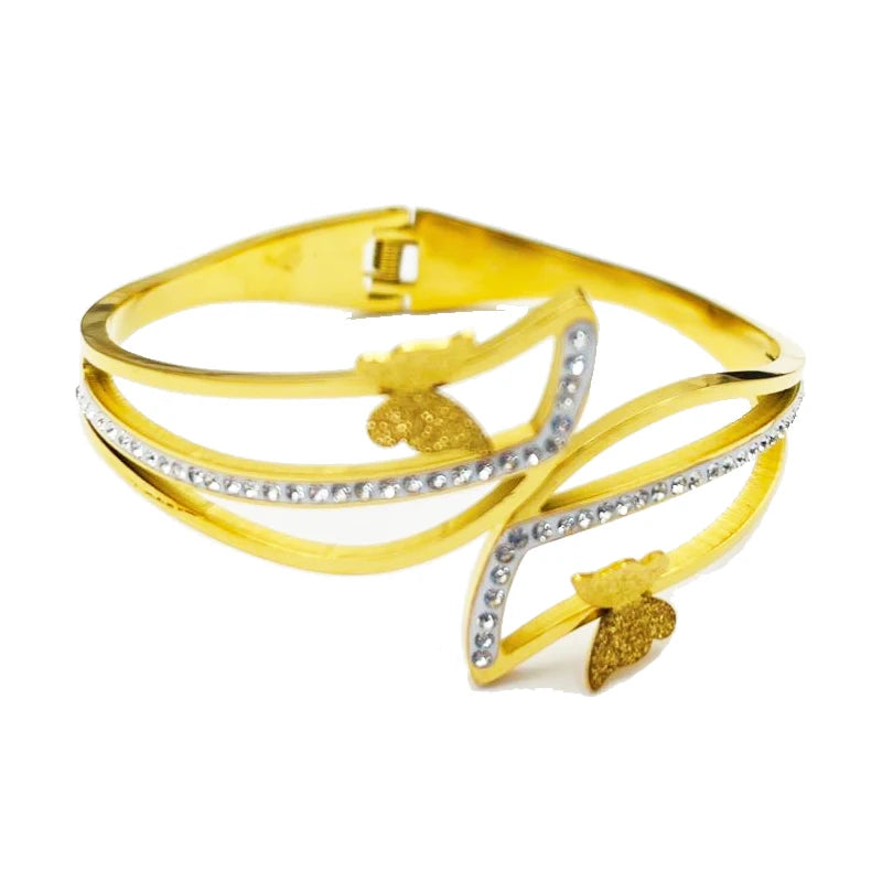 Clover Stainless Steel Sweet Butterfly Bracelet for Women Friends