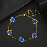 Clover Stainless Steel Botanical Five Leaf Flower Bracelet