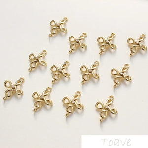 18K Clover of Four Leaves Double Hanging DIY Material