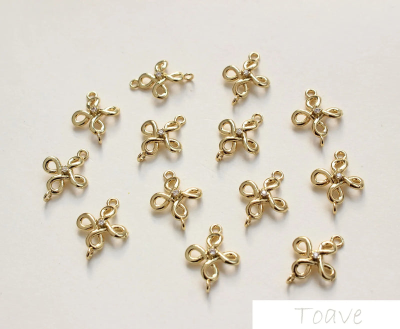 18K Clover of Four Leaves Double Hanging DIY Material