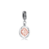 Compass Dangle Charm 925 Silver Beads for Europe Bracelet DIY