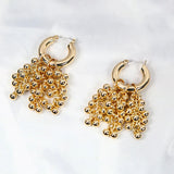 Metal Beads Hoop Earrings Two-tone Fancy Style Gift
