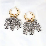 Metal Beads Hoop Earrings Two-tone Fancy Style Gift