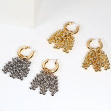 Metal Beads Hoop Earrings Two-tone Fancy Style Gift