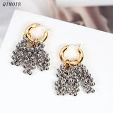 Metal Beads Hoop Earrings Two-tone Fancy Style Gift