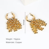 Metal Beads Hoop Earrings Two-tone Fancy Style Gift