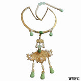 Coarse Torques Hanfu Necklace Pendant Gemstone Jewelry Glass Alloy