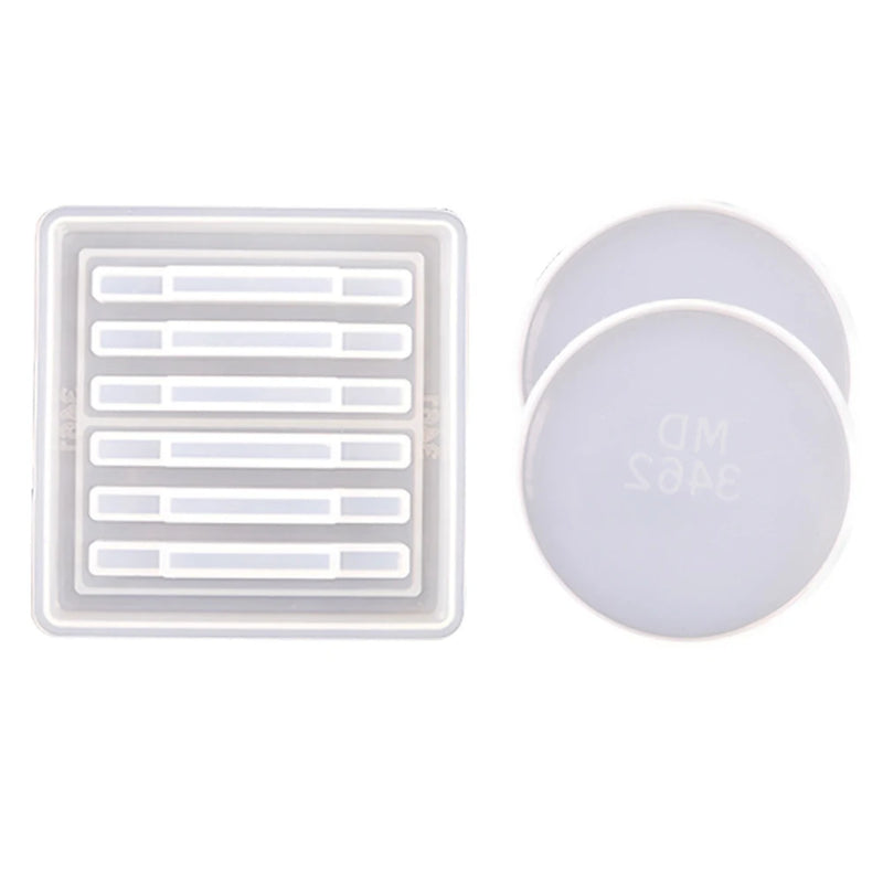 Coaster Mold Set Epoxy Resin Holder Silicone Mold Storage