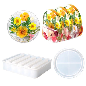 Triangle Round Silicone Coaster Plate Molds for DIY Art Craft