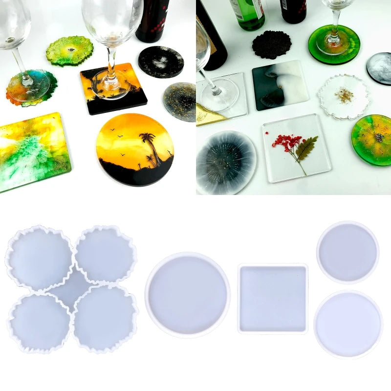 Coaster Silicone Resin Mold Square Round Epoxy Casting Molds