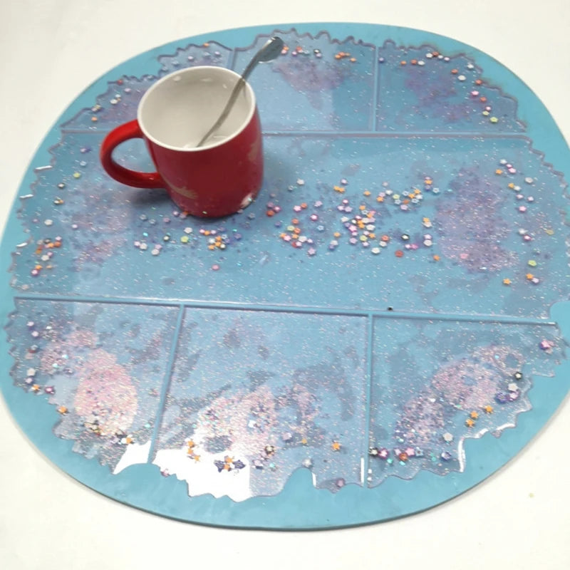 Coaster Tray Epoxy Resin Mold Cup Mat Pad Silicone Mould DIY