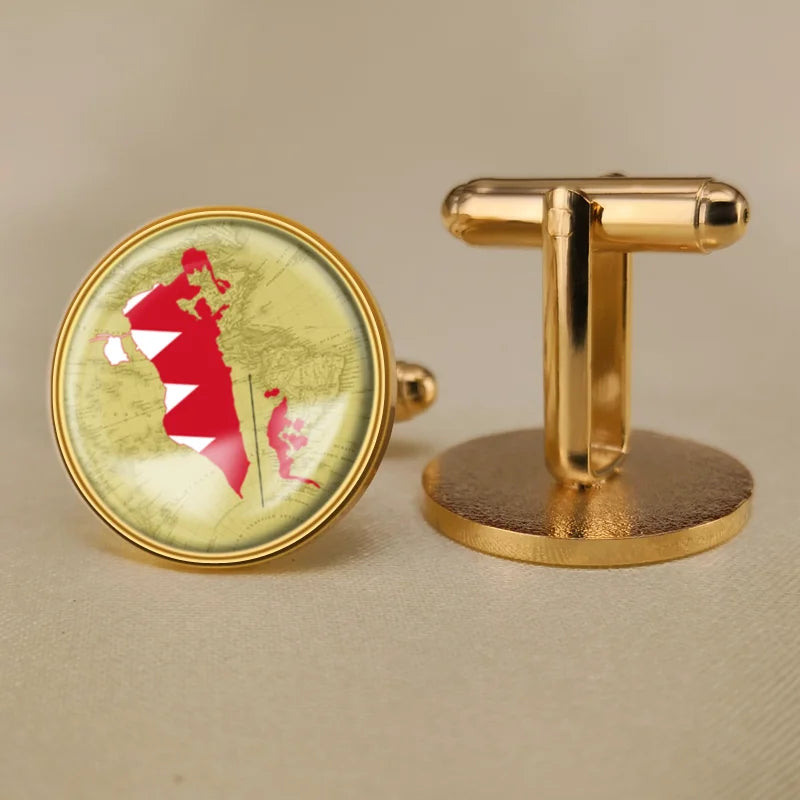 Bahraini Coat of Arms Map Flag Emblem Cufflinks