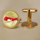 Nepal Coat of Arms Map Flag Cufflinks