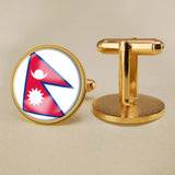 Nepal Coat of Arms Map Flag Cufflinks