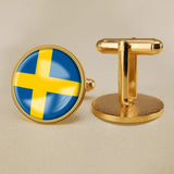 Sweden Coat of Arms Cufflinks, Swedish Map Flag Emblem