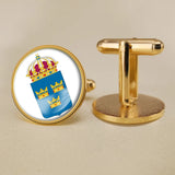 Sweden Coat of Arms Cufflinks, Swedish Map Flag Emblem