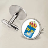 Sweden Coat of Arms Cufflinks, Swedish Map Flag Emblem