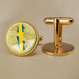 Sweden Coat of Arms Cufflinks, Swedish Map Flag Emblem