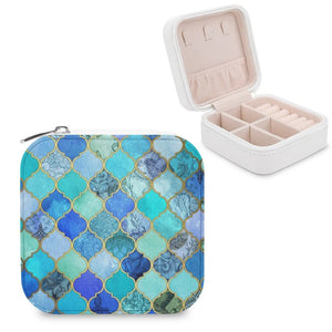 Cobalt Aqua Moroccan Tile Jewelry Storage Box Organizer