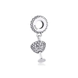 Cocktail Glass Dangle Charm 925 Sterling Silver DIY Women Bracelet Jewelry