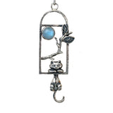 Silver Moonstone Cat Branches Pendant for Jewelry Making