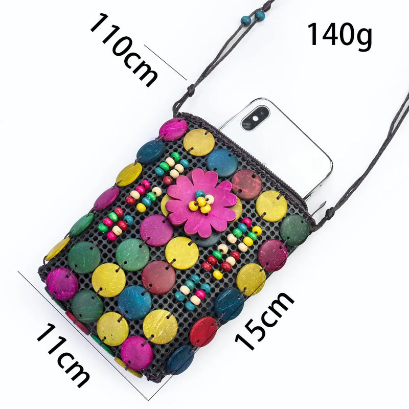 Coconut Shell Bag Female Shoulder Backpack Mobile Phone Change Jewelry Bag