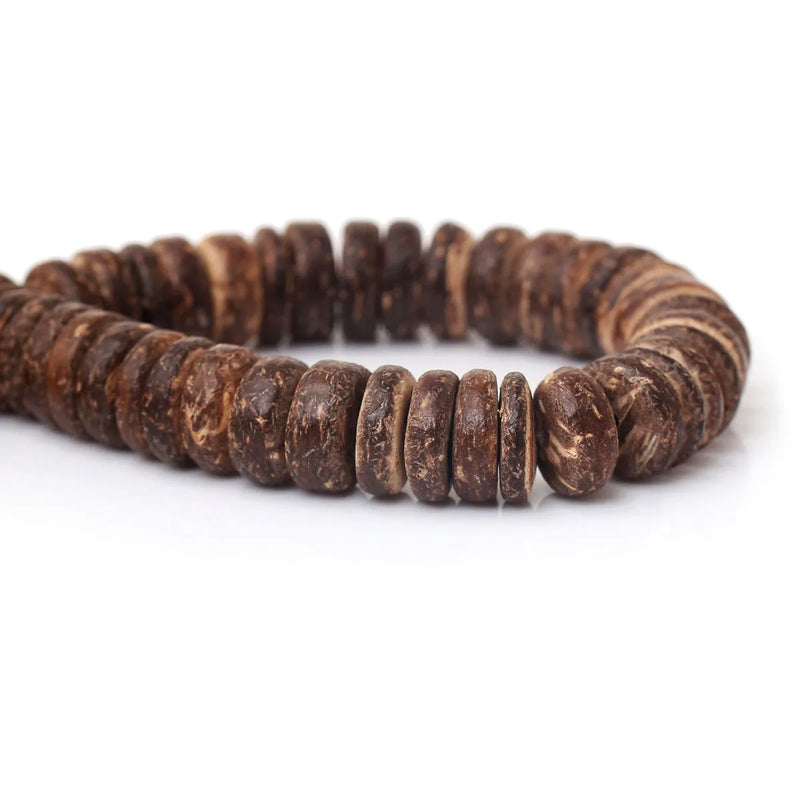 Coconut Shell Spacer Beads Flat Round Coffee 10mm Dia
