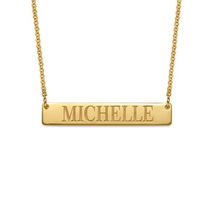 Square Bar Name Necklace Stainless Steel Pendant