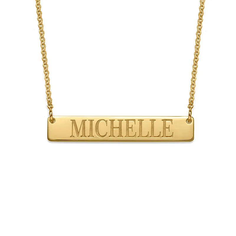 Square Bar Name Necklace Stainless Steel Pendant