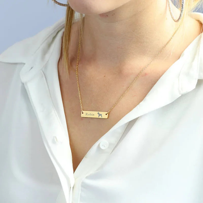 Personalized Square Bar Name Necklace Stainless Steel Pendant Necklace