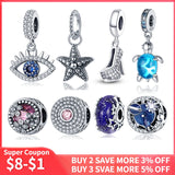 925 Sterling Silver Eyes Beads Charms for Bracelet DIY Jewelry