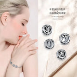 925 Silver Bead Letter Charm for Bracelets Pendant DIY Jewelry Making