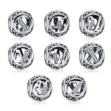 925 Silver Bead Letter Charm for Bracelets Pendant DIY Jewelry Making