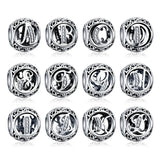 925 Silver Bead Letter Charm for Bracelets Pendant DIY Jewelry Making